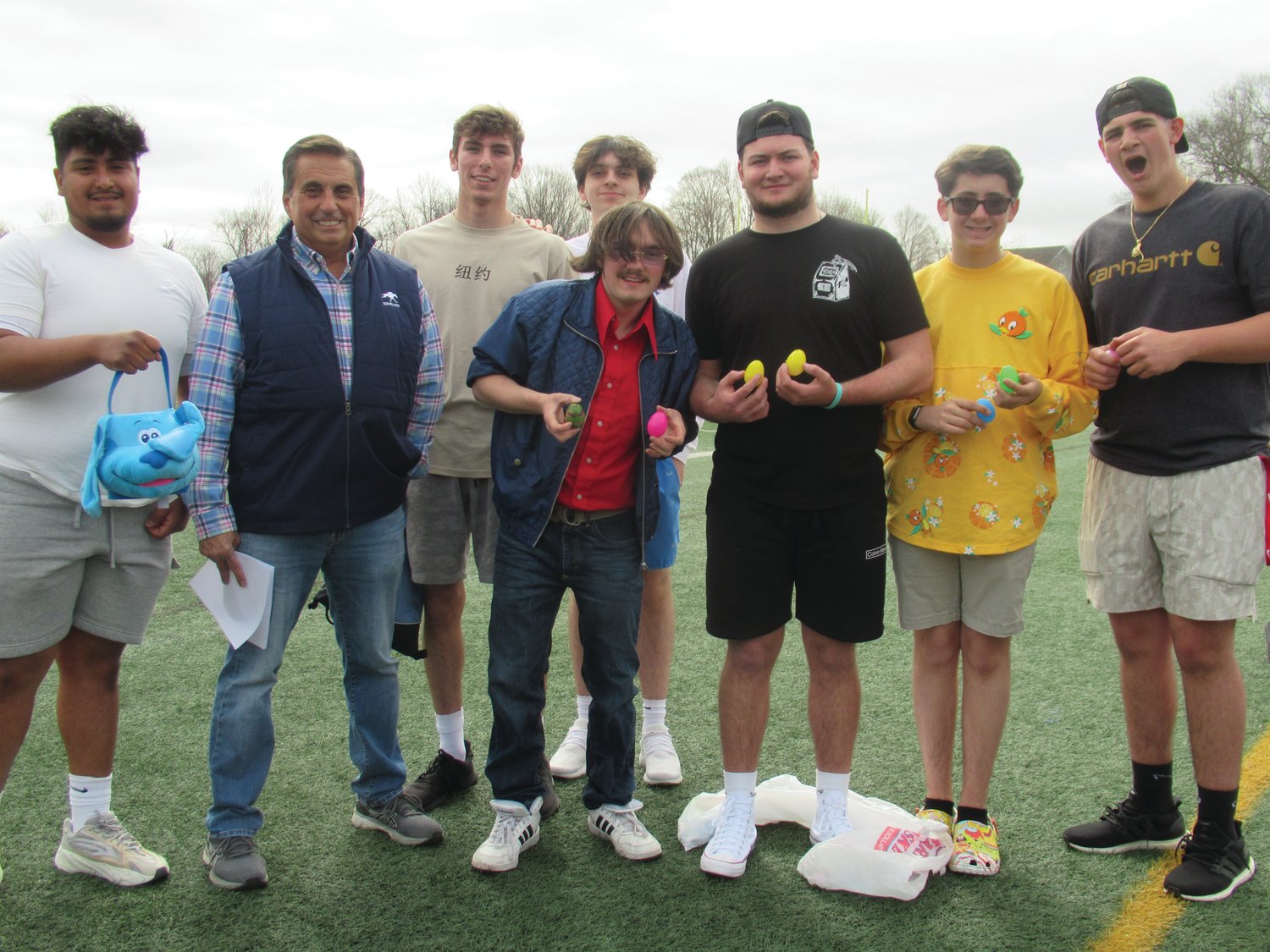 GREG’S GANG: Among those JHS students that participated in last week’s Easter Egg Hunt organized by Student Council Advisor Greg Russo are: Josh Ramos, Patrick Waldron, Cameron Mattson, Anthony Gawlick, Charlie Curci, Ryan Schino and Phil Costantino.